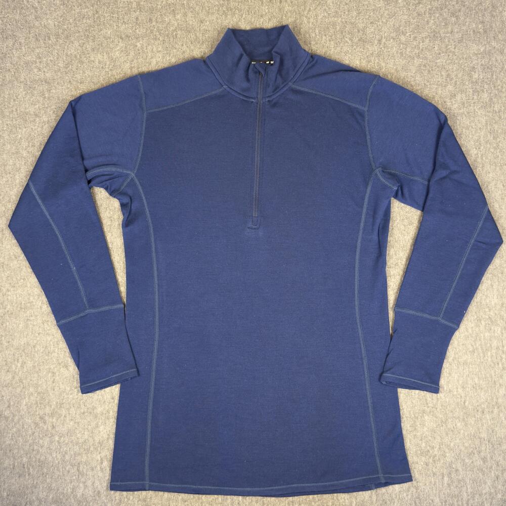Minus33 Pullover Mens Large Blue 1/4 Zip Long Sleeve Merino Wool Base Layer